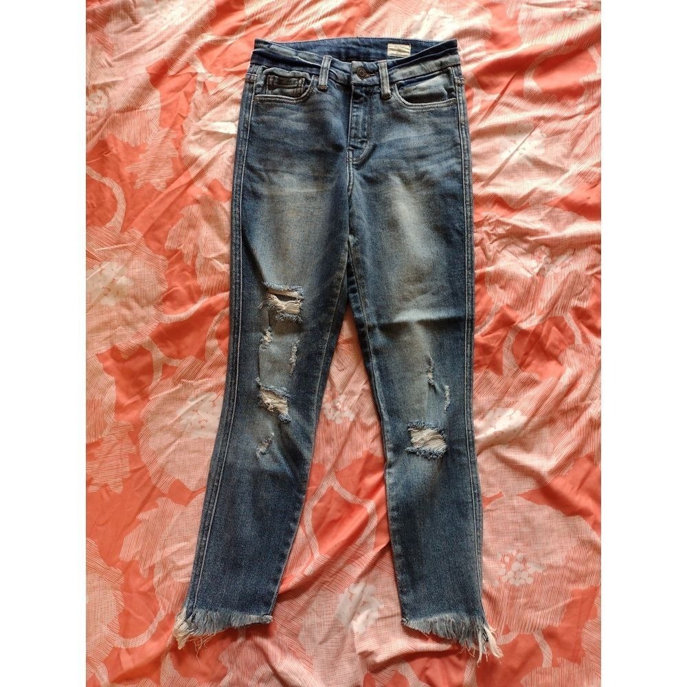 Bridge by Gly Women's Curvy High Rise Ankle Skinny Jeans Distressed Frayed 24‎